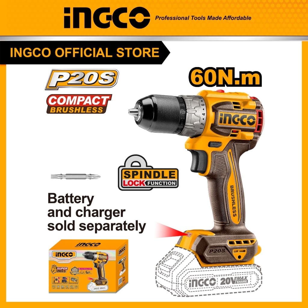 INGCO รุ่น CDLI206021 แรงบิด 60 N.mไขควงคลัชไร้สาย เจาะ ขันสกรู สว่านไร้สาย 20V https://wayoza.com