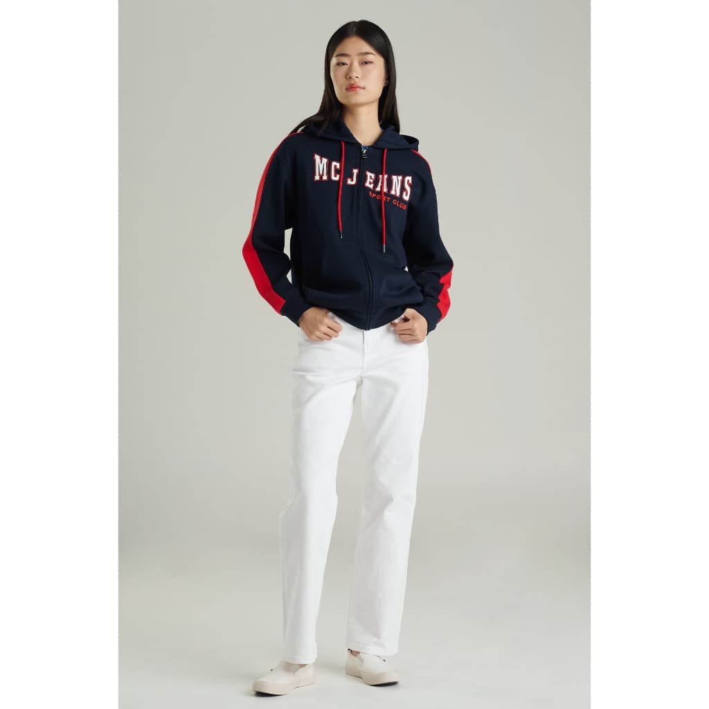 Mc jeans เสื้อกันหนาว ฮู้ดดี้ Unisex แขนยาว สีกรมท่า MJHP223 https://wayoza.com