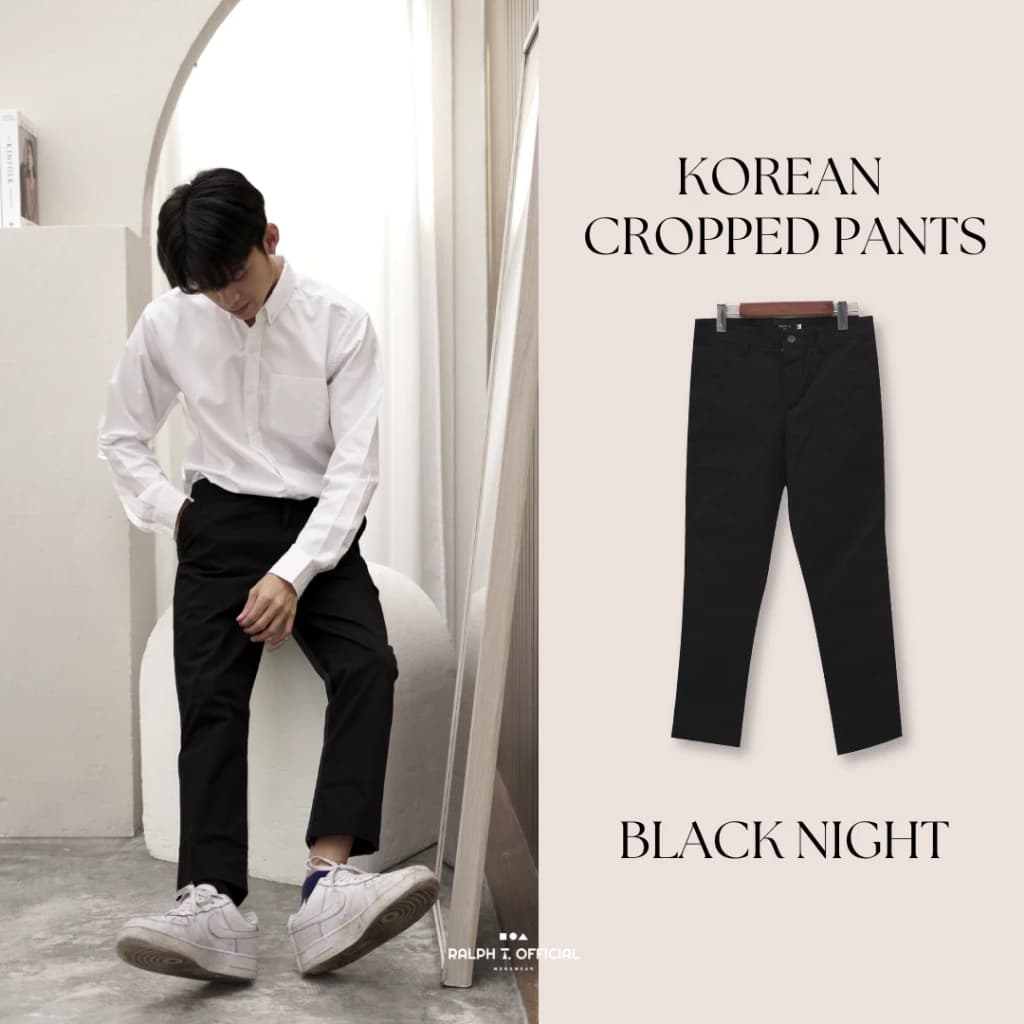 RALPH T OFFICIAL กางเกงขาเต่อ 5 ส่วน ชิโน่ยืดนุ่ม ทรงเกาหลี KOREAN ANKLE PANTS กางเกงขายาว ผู้ชาย สแล็ค สีขาว สีกรม สีเบจ สีดำ https://wayoza.com