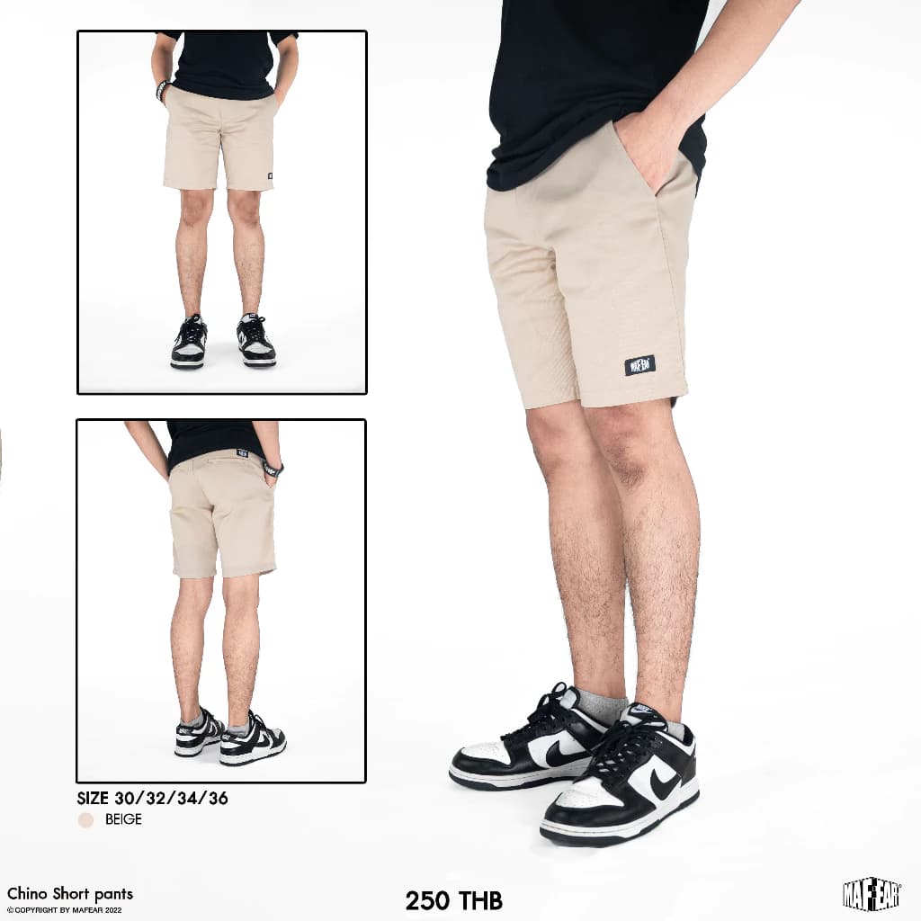 MAFEAR – กางเกงขาสั้นชิโน่ รุ่น Chino Short สีดำ สีกรม สีเทา สีเขียวหม่น สีเบจ https://wayoza.com
