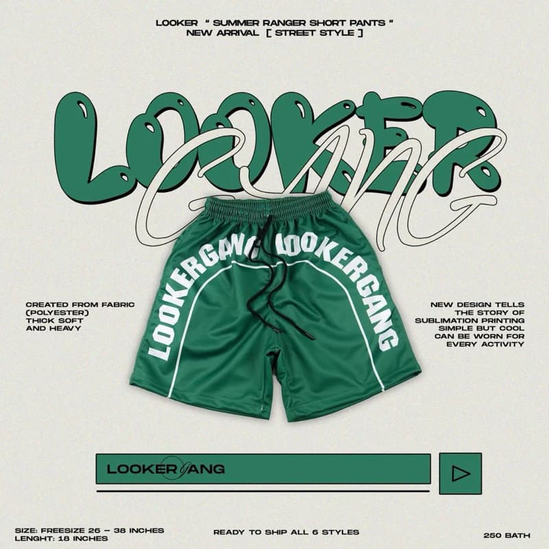 LOOKER - กางเกงขาสั้น Summer Ranger Short Pants สีดำ สีขาว สีฟ้า สีขาวดำ สีแดง https://wayoza.com