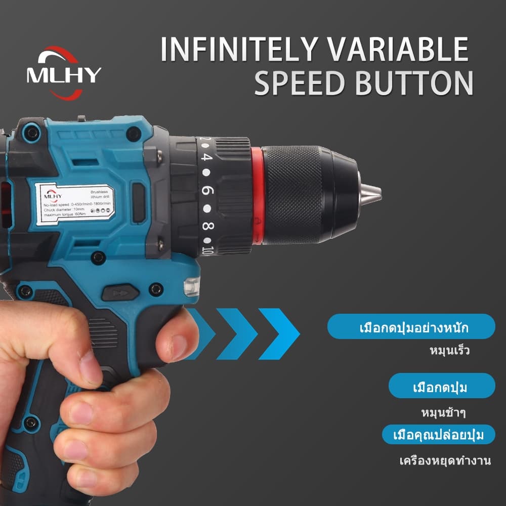 MLHY สว่านไร้สาย 3 ระบบ เจาะ ขันสกรู กระแทก 3IN1 มีระบบกระแทก 299vf สว่านแบต Cordless Impact Drill สว่านไฟฉายไร้สาย https://wayoza.com