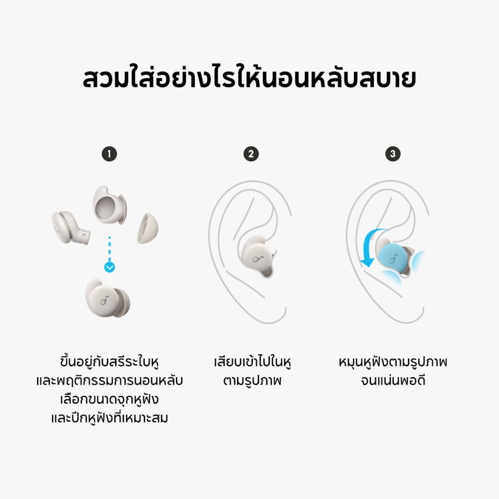 Soundcore A20 หูฟังใส่นอน หูฟังบลูทูธ จุกหูฟังซิลิโคน Bluetooth 5.3 หูฟังตัดเสียงรบกวนขณะนอนหลับ ทดสอบคุณภาพการนอนหลับ หูฟังไร้สาย https://wayoza.com