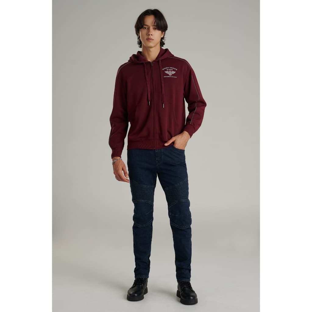 Mc jeans เสื้อกันหนาว ฮู้ดดี้ Unisex แขนยาว สีแดงเลือดหมู MJHP217 https://wayoza.com