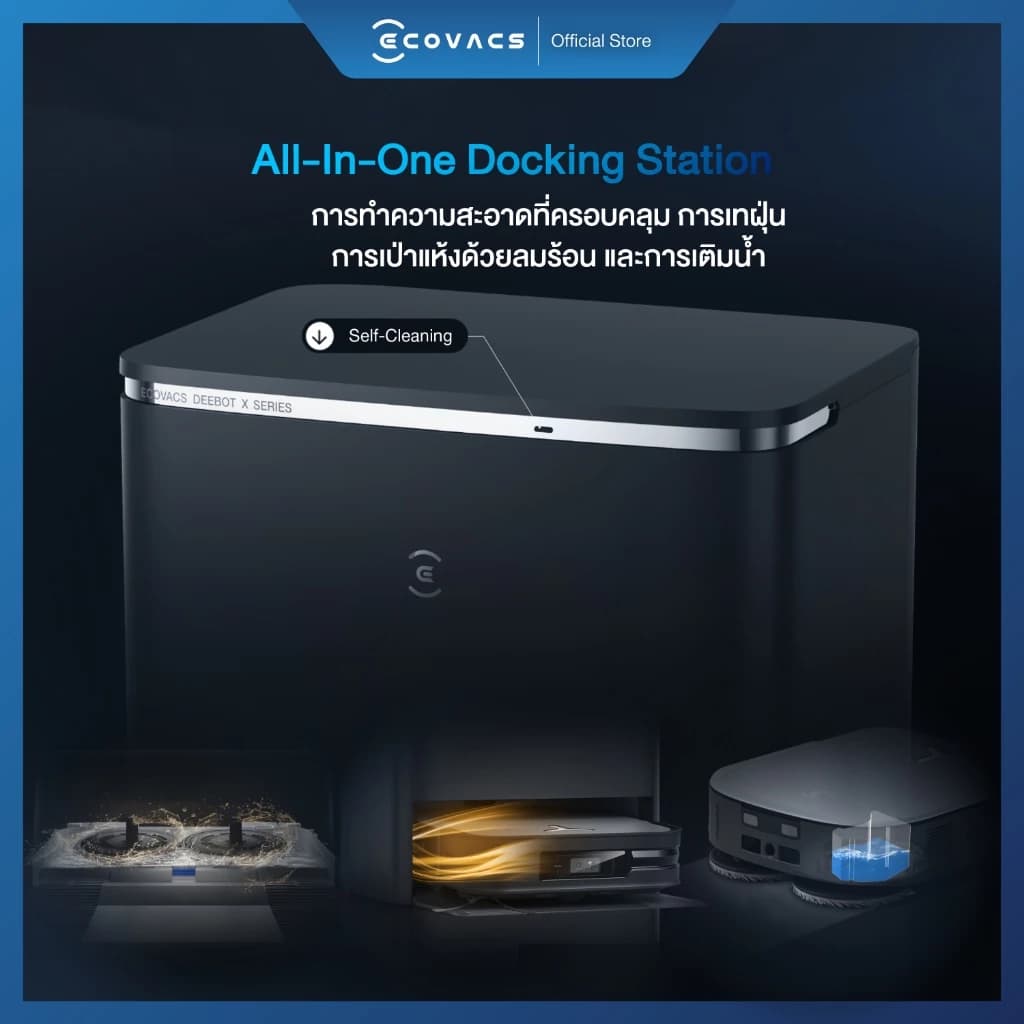 ECOVACS DEEBOT X2 OMNI หุ่นยนต์ดูดฝุ่น ถูพื้น อัจฉริยะ พร้อมสถานีชาร์จ All-In-One ช่วยดูแลแบบครบครัน https://wayoza.com