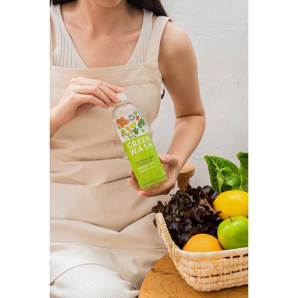 GreenWash Fruit and Vegetable Wash น้ำยาล้างผักผลไม้และเนื้อสัตว์ จากเอนไซม์ผลไม้ ขนาด 400 มล. https://wayoza.com