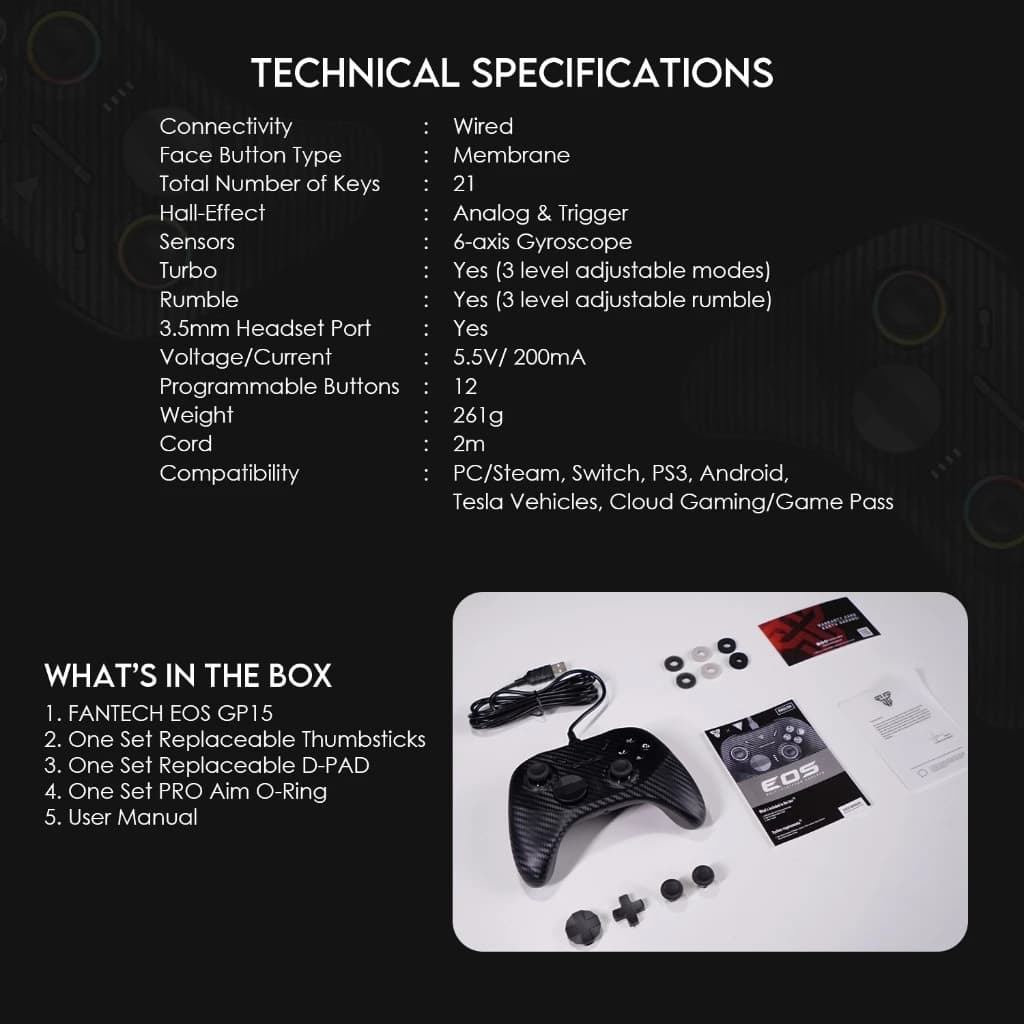 FANTECH GP15 จอยเกมมิ่ง wired gaming controlle ปรับระดับได้ 3 โหมด รองรับ PC, PS3,  Android, IOS https://wayoza.com