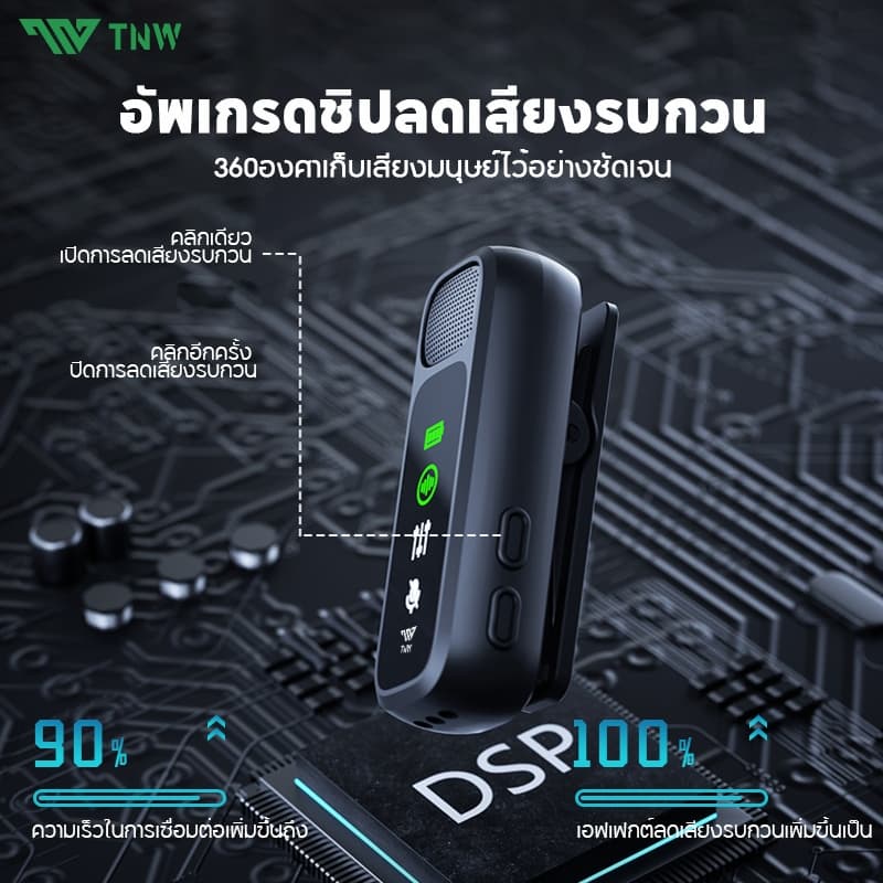 TNW A13 ไมค์ไร้สาย พร้อมฟังก์ชั่นลดเสียงรบกวน 2-In-1 Wireless Microphone เสียบแล้วใช้งานได้เลย สำหรับ iPhone Type-C Vlog https://wayoza.com