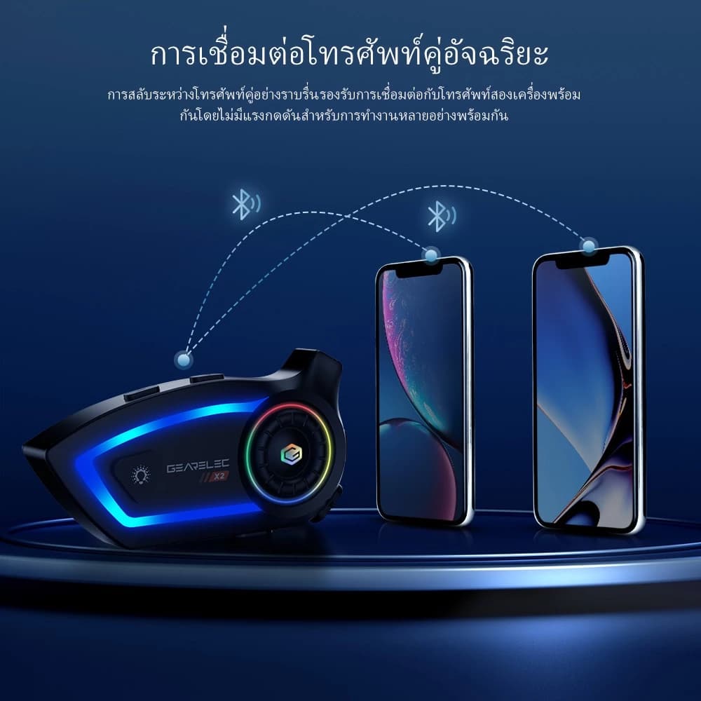 GEARELEC X2 หมวกกันน็อกบลูทูธ มอเตอร์ไซค์ บลูทูธ 5.3 กันน้ำ IP67 โทรศัพท์ตอบรับอัตโนมัติ ฟังเพลง การยกเลิกเสียงรบกวน DSP & CVC https://wayoza.com