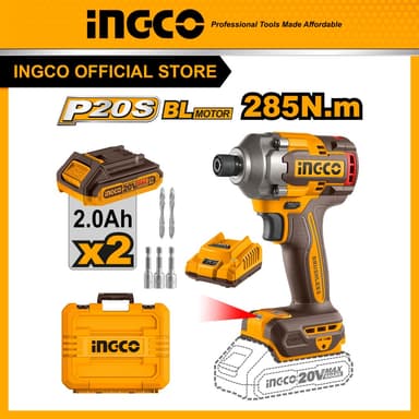 INGCO รุ่น CIRLI2028 แรงบิด 285 N.m ไขควงกระแทกไร้สาย ชุดบล็อคไขควง แบต 2 Ah 2 ก้อน