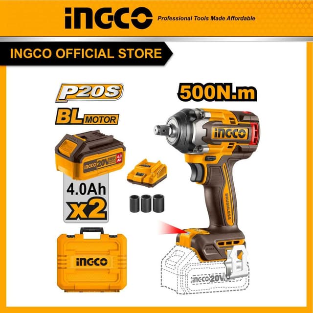 INGCO รุ่น CIWLI2050 แรงบิด 500 N.m บล็อคกระแทกไร้สาย 20V