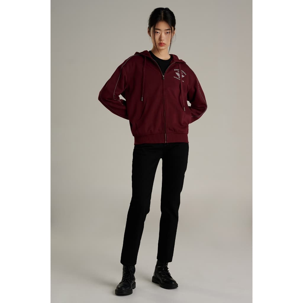 Mc jeans เสื้อกันหนาว ฮู้ดดี้ Unisex แขนยาว สีแดงเลือดหมู MJHP217 https://wayoza.com