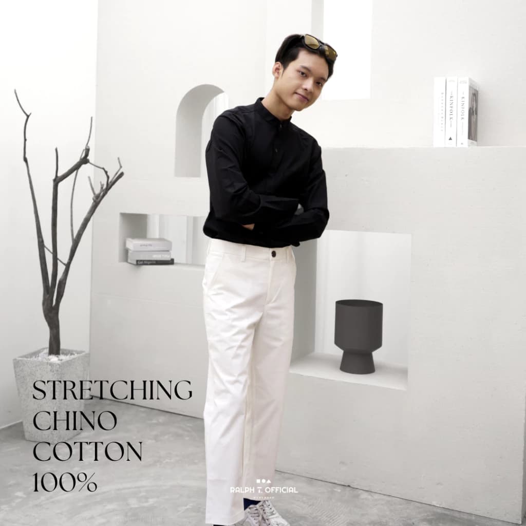 RALPH T OFFICIAL กางเกงขาเต่อ 5 ส่วน ชิโน่ยืดนุ่ม ทรงเกาหลี KOREAN ANKLE PANTS กางเกงขายาว ผู้ชาย สแล็ค สีขาว สีกรม สีเบจ สีดำ https://wayoza.com