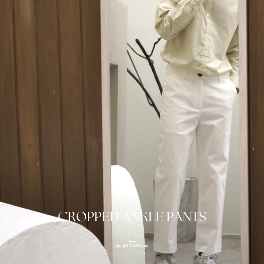 RALPH T OFFICIAL กางเกงขาเต่อ 5 ส่วน ชิโน่ยืดนุ่ม ทรงเกาหลี KOREAN ANKLE PANTS กางเกงขายาว ผู้ชาย สแล็ค สีขาว สีกรม สีเบจ สีดำ https://wayoza.com