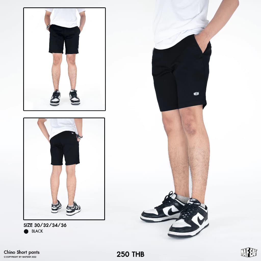 MAFEAR – กางเกงขาสั้นชิโน่ รุ่น Chino Short สีดำ สีกรม สีเทา สีเขียวหม่น สีเบจ https://wayoza.com