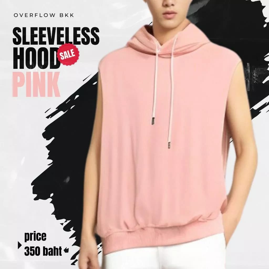 เสื้อฮู้ด แขนกุด ฮู้ดดี้ Sleeveless Hood สีดำ กรมท่า เขียว แดง ชมพู เหลือง ขาว https://wayoza.com