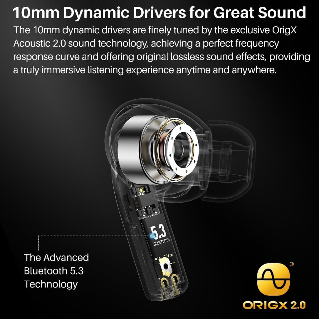 TOZO Tonal Pods หูฟังบลูทูธ In-Ear หูฟังไร้สาย Bluetooth 5.3 แบตอึด 10.5 ชม./ชาร์จ ชาร์จไร้สาย กันน้ำ IPX8 https://wayoza.com