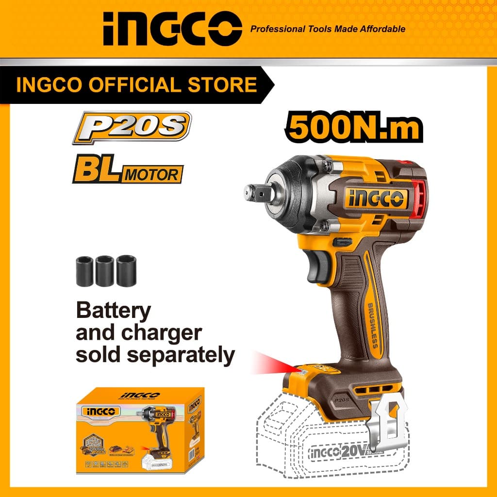 INGCO รุ่น CIWLI20501 แรงบิด 500 N.m บล็อคกระแทกไร้สาย 20V แรงบิดการคลายน็อต 650 N.m https://wayoza.com