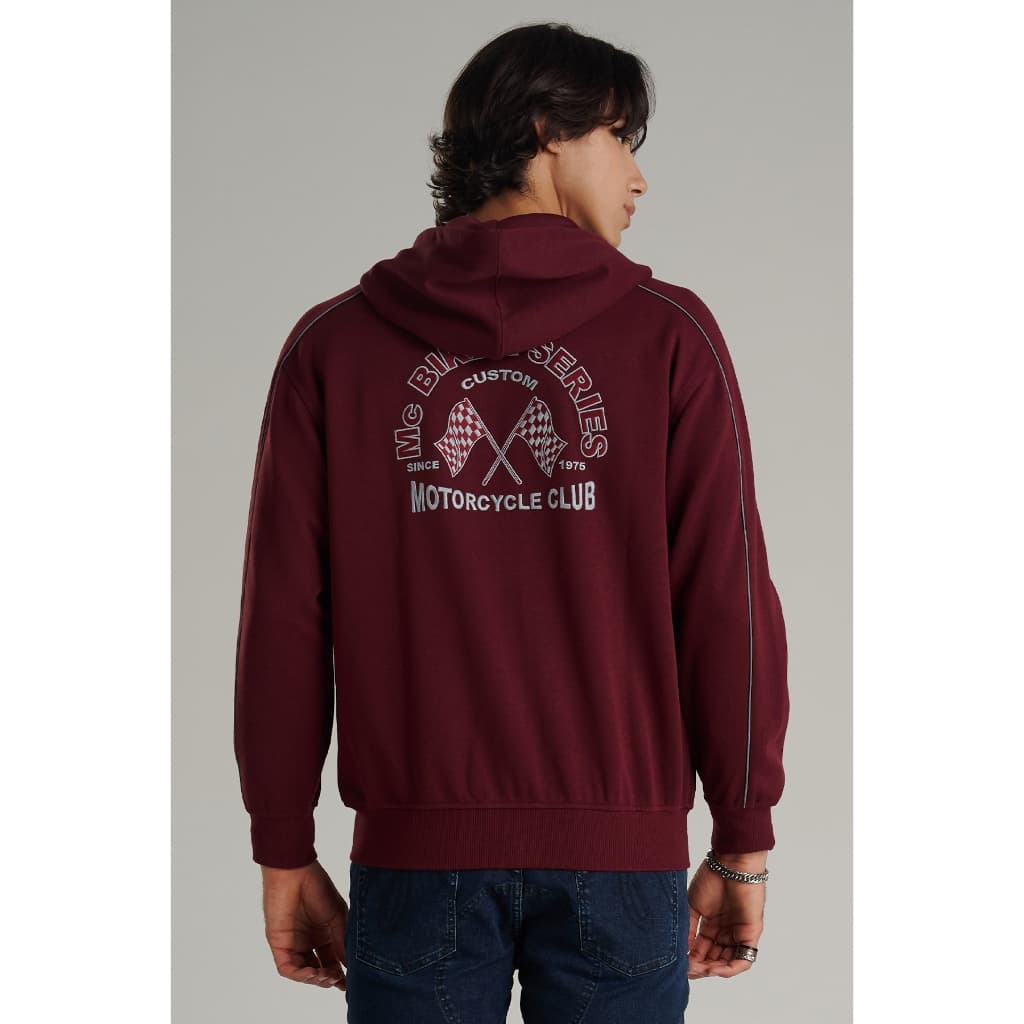 Mc jeans เสื้อกันหนาว ฮู้ดดี้ Unisex แขนยาว สีแดงเลือดหมู MJHP217 https://wayoza.com