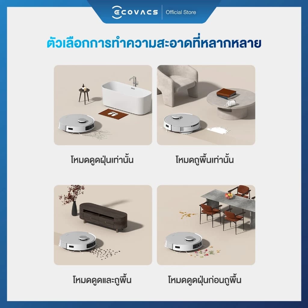 ECOVACS DEEBOT T20 OMNI หุ่นยนต์ดูดฝุ่น ถูพื้น อัจฉริยะ มาพร้อมสถานีชาร์จ All-In-One ฟีเจอร์ครบครัน https://wayoza.com