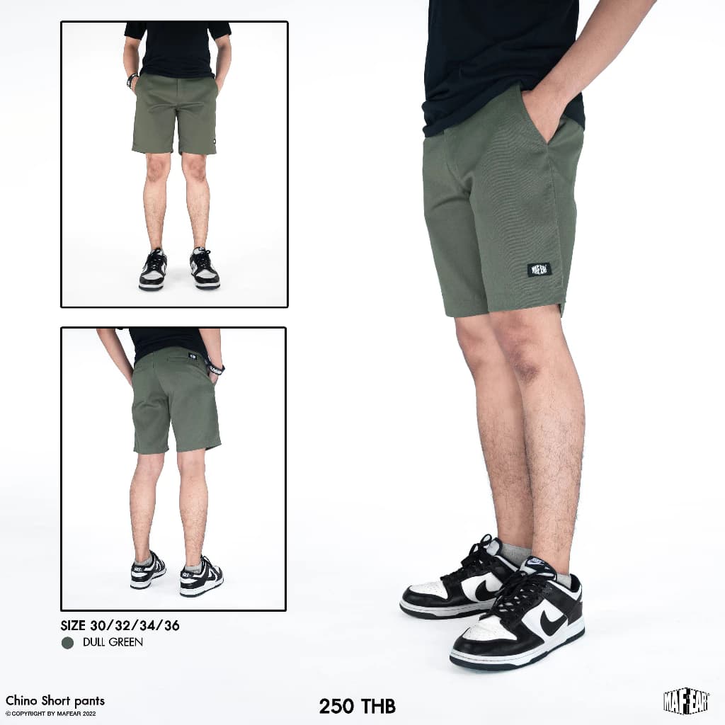 MAFEAR – กางเกงขาสั้นชิโน่ รุ่น Chino Short สีดำ สีกรม สีเทา สีเขียวหม่น สีเบจ https://wayoza.com