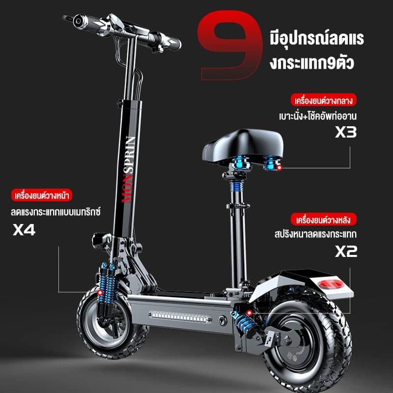 MONSPRIN Q7 สกูตเตอรไฟฟ้า ออฟโรด ปรับได้ 3เกียร์ พับได้ ระยะ 40-150km ความเร็ว 55KM/H สกู๊ตเตอร์ รถไฟฟ้า scooter SEALUP https://wayoza.com