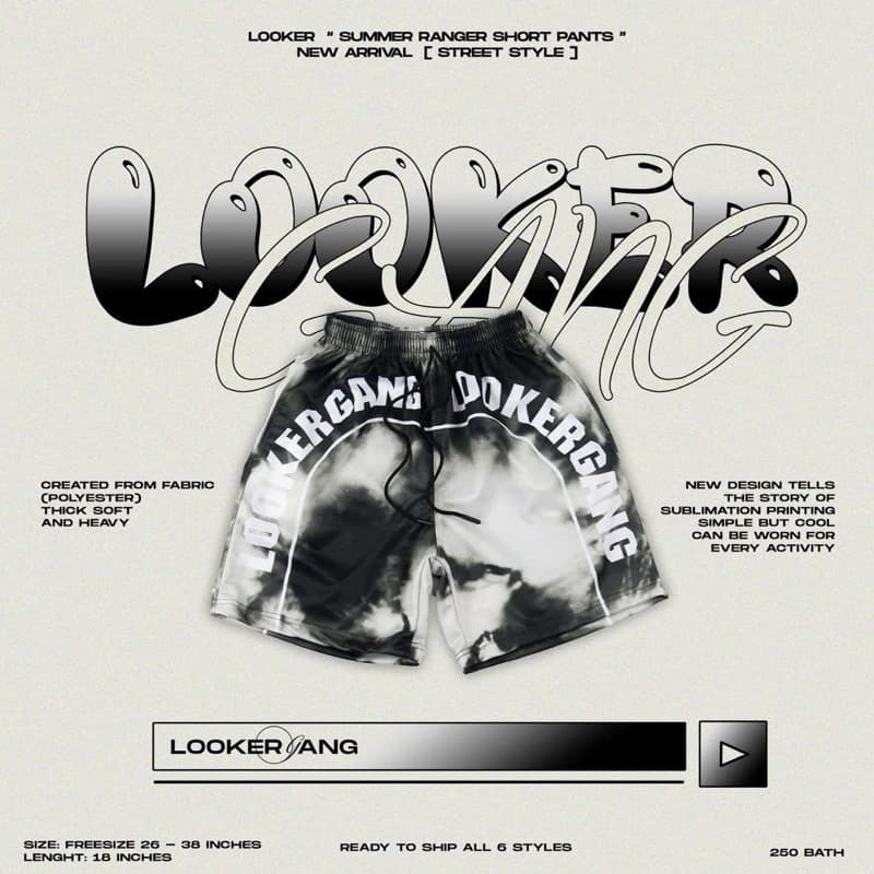 LOOKER - กางเกงขาสั้น Summer Ranger Short Pants สีดำ สีขาว สีฟ้า สีขาวดำ สีแดง https://wayoza.com