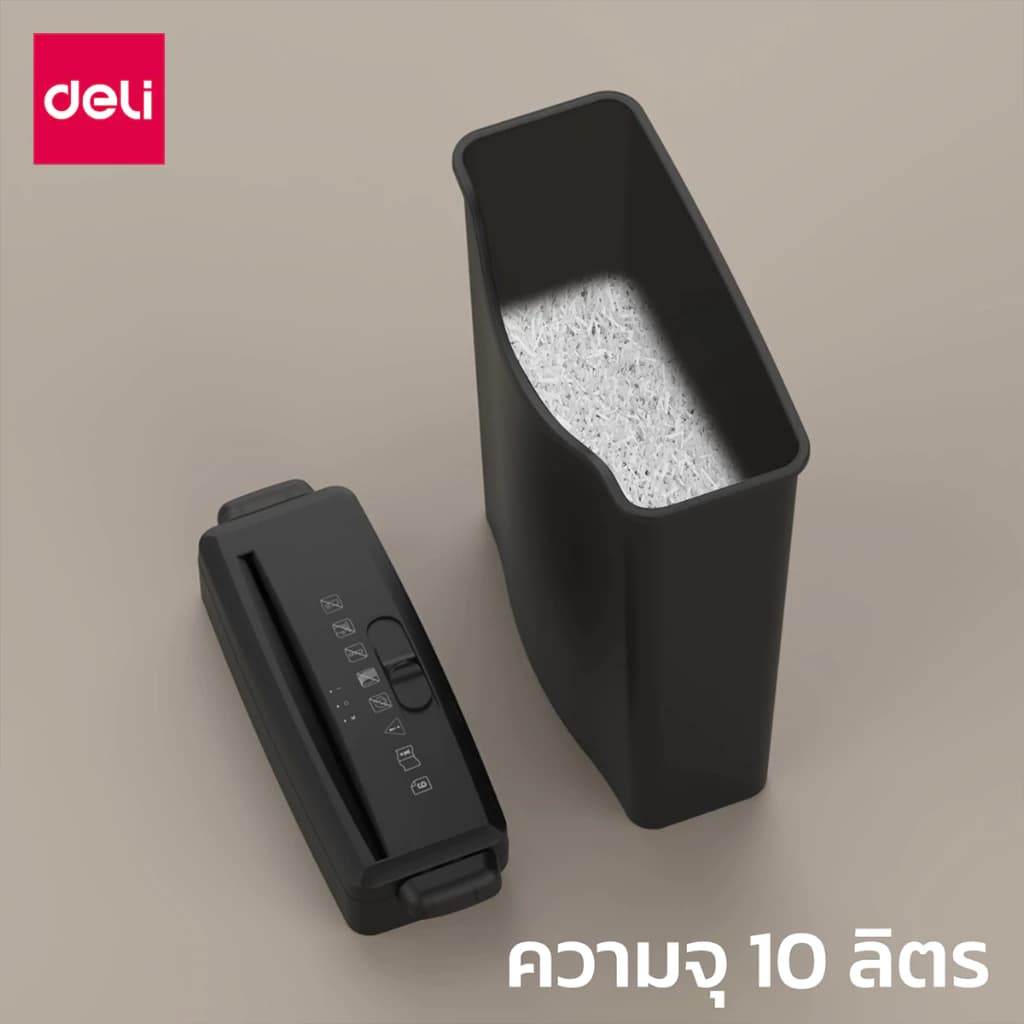 Deli ET101SC เครื่องทำลายเอกสาร 10 ลิตร เครื่องย่อยเอกสาร เครื่องทําลายกระดาษ ขนาด A4 6 แผ่น อุปกรณ์สำนักงาน Paper Shredder https://wayoza.com