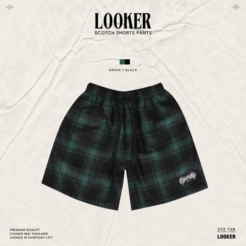 LOOKER - กางเกงขาสั้นลายสก็อต สีครีมดำ สีแดงดำ สีแดงคริสต์มาส สีดำ สีขาวเส้นแดง สีเขียวดำ สีดำเทา สีเขียวกรม สีเทาเส้นขาว https://wayoza.com
