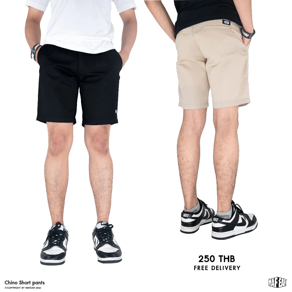 MAFEAR – กางเกงขาสั้นชิโน่ รุ่น Chino Short สีดำ สีกรม สีเทา สีเขียวหม่น สีเบจ https://wayoza.com