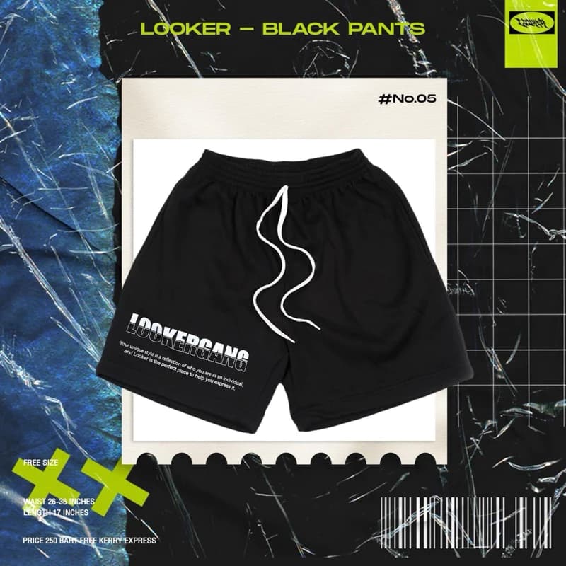 LOOKER - BLACK PANTS กางเกงขาสั้นผ้าสำลี https://wayoza.com