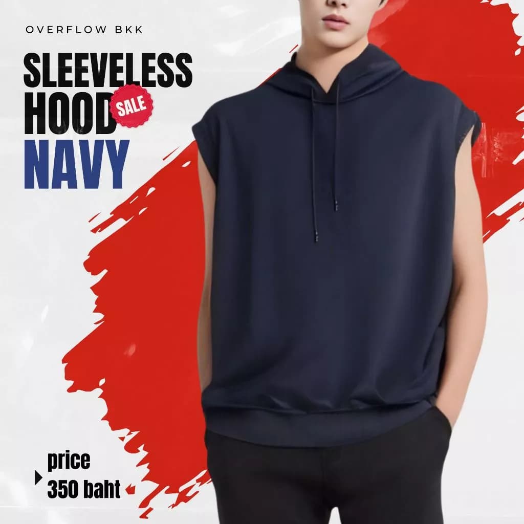 เสื้อฮู้ด แขนกุด ฮู้ดดี้ Sleeveless Hood สีดำ กรมท่า เขียว แดง ชมพู เหลือง ขาว https://wayoza.com