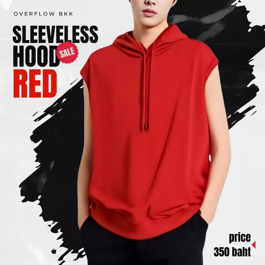 เสื้อฮู้ด แขนกุด ฮู้ดดี้ Sleeveless Hood สีดำ กรมท่า เขียว แดง ชมพู เหลือง ขาว https://wayoza.com