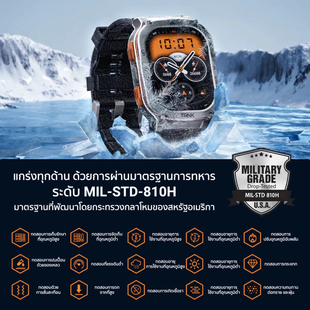KOSPET TANK M3 ULTRA สมาร์ทวอทช์ GPS Bluetooth Calling AMOLED 1.96 นิ้ว กันน้ำ 5 ATM + IP69K -2Y https://wayoza.com