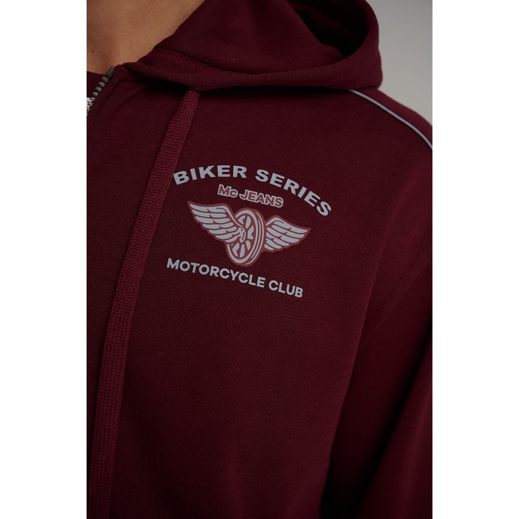 Mc jeans เสื้อกันหนาว ฮู้ดดี้ Unisex แขนยาว สีแดงเลือดหมู MJHP217 https://wayoza.com