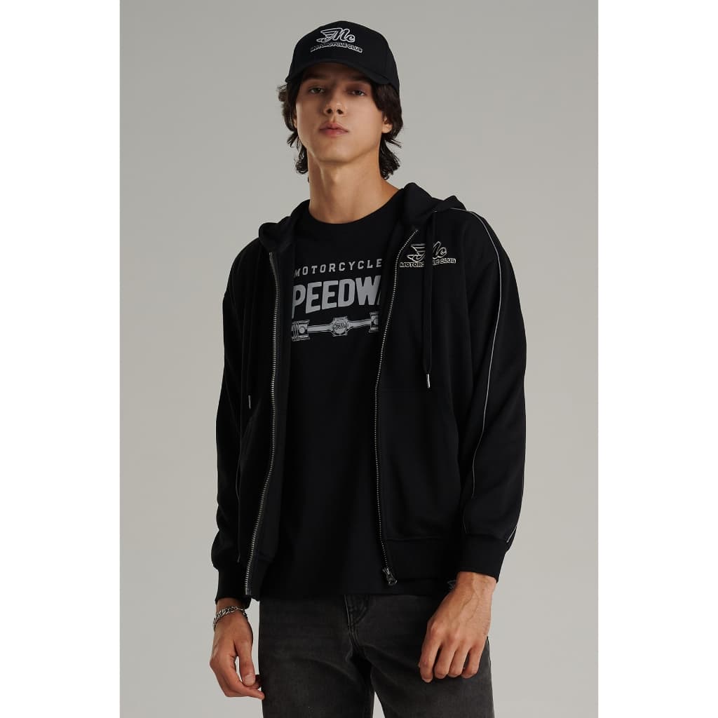 Mc jeans เสื้อกันหนาว ฮู้ดดี้ Unisex แขนยาว สีดำ MJHP215 https://wayoza.com