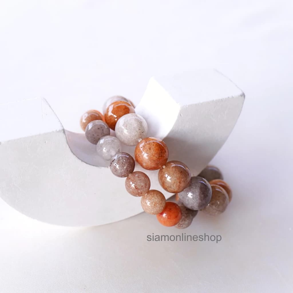 LUCKYSTONE หินโทนสีน้ำตาลพลาสเทลหลากสี เลือกขนาดเม็ดหินได้ (10-12 มม.) สร้อยข้อมือหินแท้ https://wayoza.com