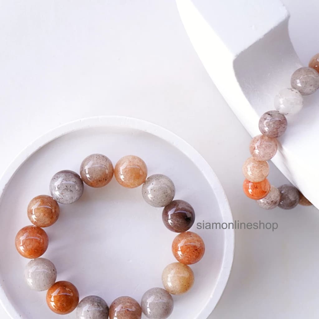 LUCKYSTONE หินโทนสีน้ำตาลพลาสเทลหลากสี เลือกขนาดเม็ดหินได้ (10-12 มม.) สร้อยข้อมือหินแท้ https://wayoza.com