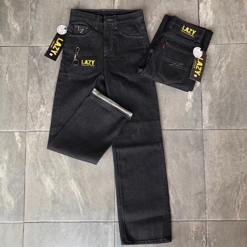 LAZY กางเกงยีนส์ 14Oz. ผ้าดิบ สีมิดไนท์ https://wayoza.com