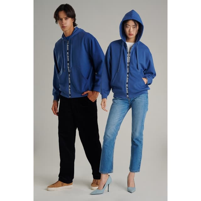 Mc jeans เสื้อกันหนาว ฮู้ดดี้ Unisex แขนยาว สีน้ำเงิน MJHP213
