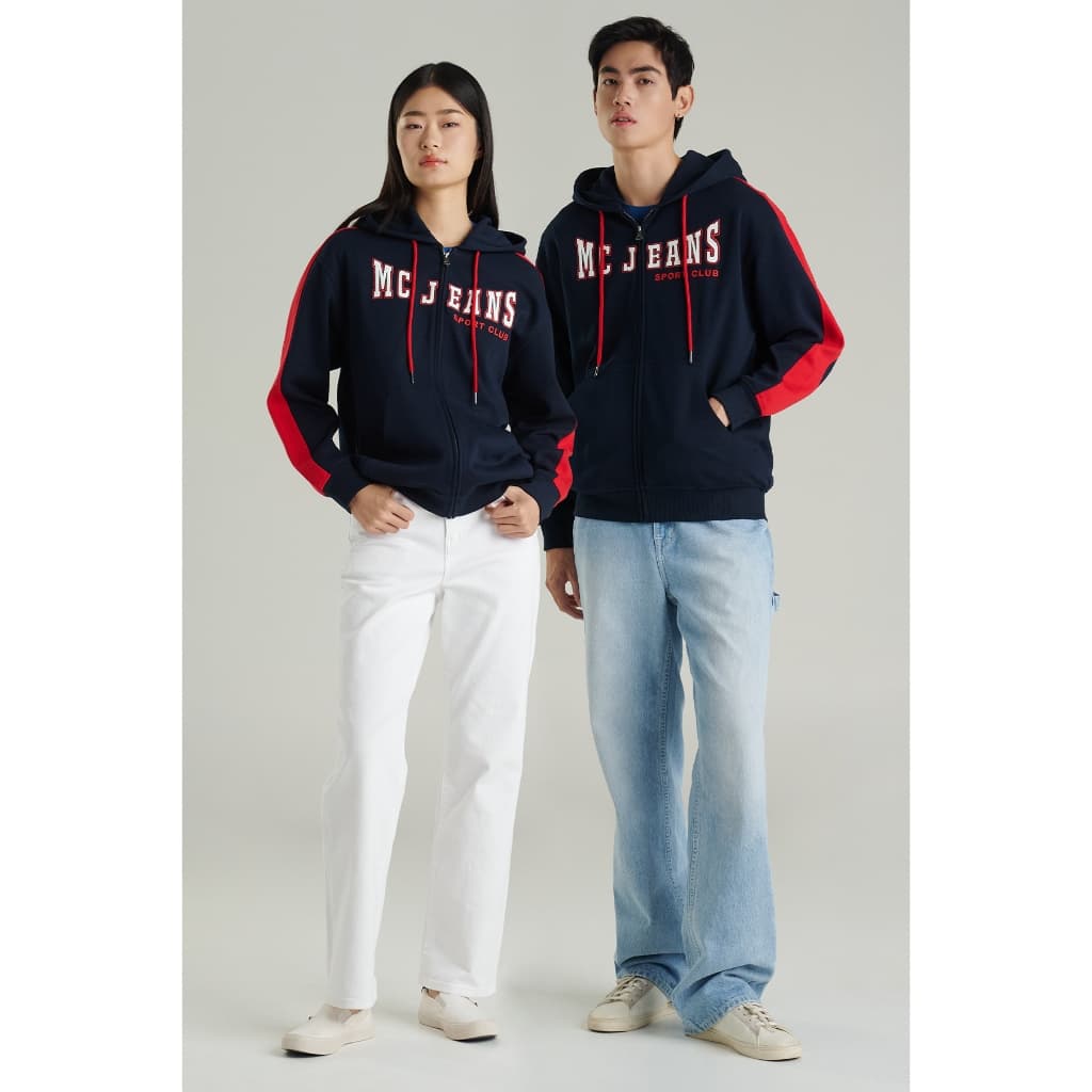 Mc jeans เสื้อกันหนาว ฮู้ดดี้ Unisex แขนยาว สีกรมท่า MJHP223 https://wayoza.com