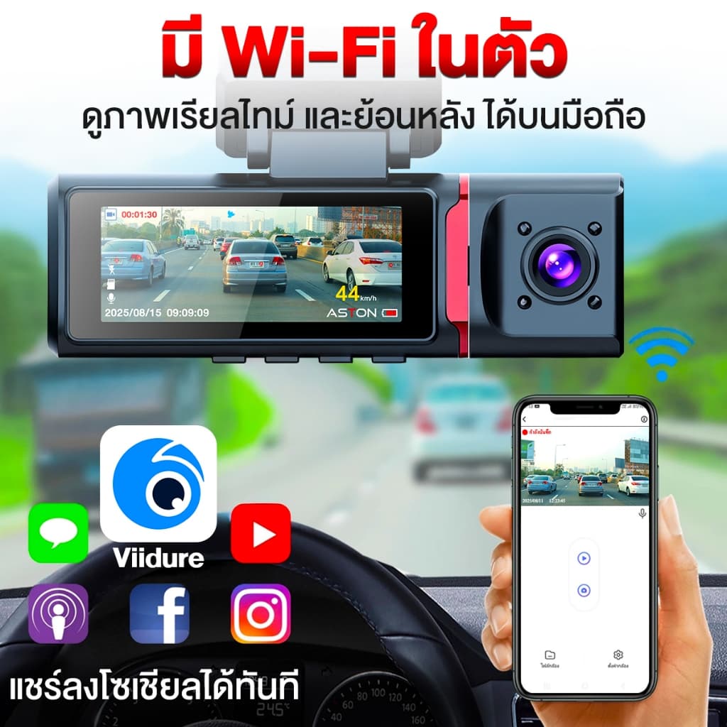 ASTON ALPHA 3 กล้องติดรถยนต์ 3 กล้อง GPS แทร็คความเร็วเส้นทางเดินรถ ความชัด FHD รับประกัน 1 ปี https://wayoza.com