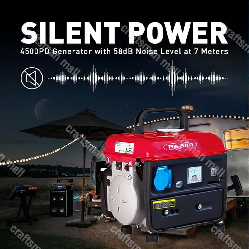 REAIM เครื่องปั่นไฟ 2 จังหวะ 650W มือดึงสตาร์ท ไฟฟ้าเงียบ ในการใช้งานในบ้านขนาดเล็ก https://wayoza.com
