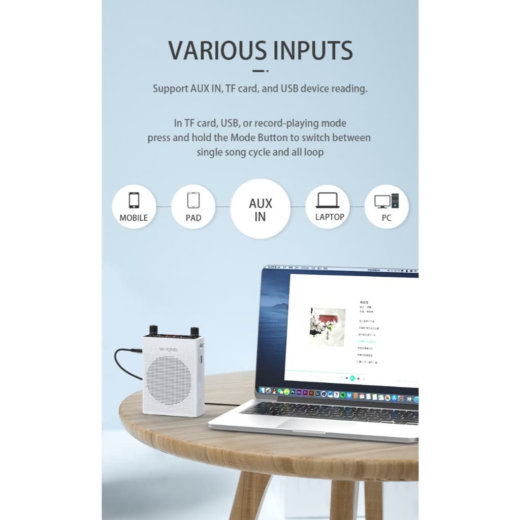 W-King KS16 ลำโพงช่วยสอน ไมค์ไร้สาย ลำโพงเล็ก ลำโพงFM ลำโพงไกด์ แบต 15 ชม/ชาร์จ https://wayoza.com