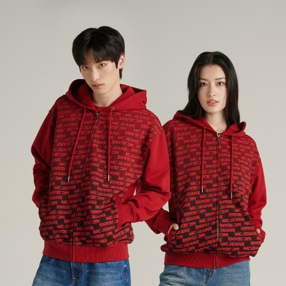 Mc JEANS เสื้อกันหนาว ฮู้ดดี้ Unisex แขนยาว สีแดงเลือดหมู MJHZ242 https://wayoza.com