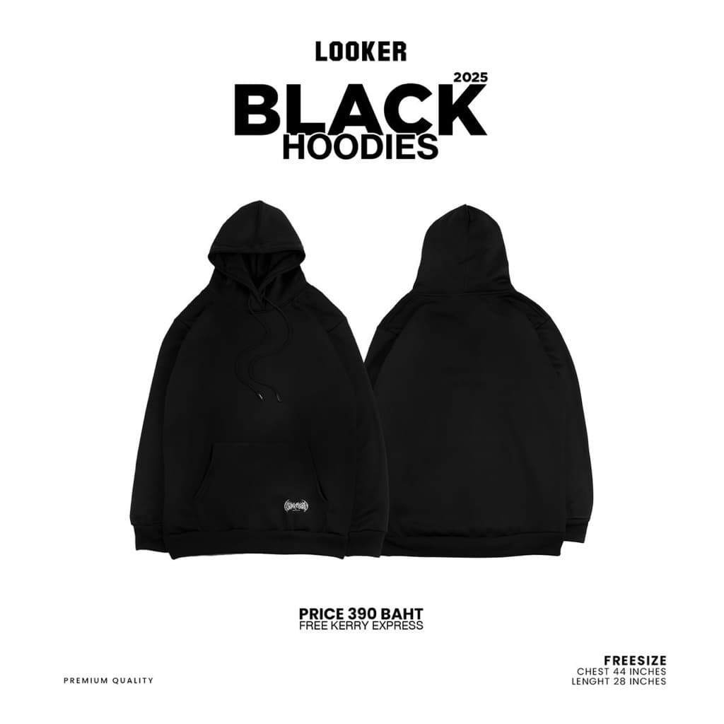LOOKER - Hoodies เสื้อฮู้ดสีดำ เสื้อฮู้ดแขนยาว https://wayoza.com