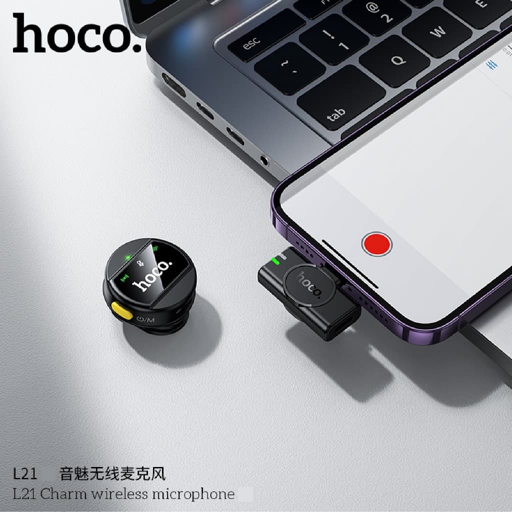 HOCO L21 ไมค์หนีบปกเสื้อไร้สาย mini เเม่เหล็กเสริม รองรับ Type-C/iOS 80mAh ตัดเสียงรบกวน 360องศา รับเสียง HD https://wayoza.com