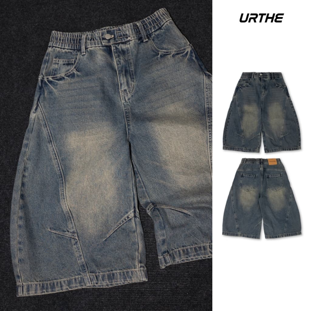 URTHE - กางเกงยีนส์ เอวยางยืด รุ่น V-CUT SHORTS https://wayoza.com