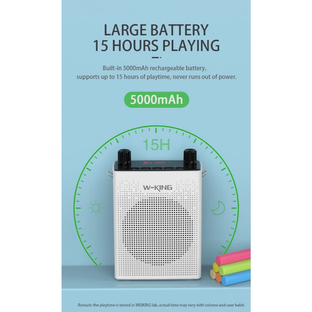 W-King KS16 ลำโพงช่วยสอน ไมค์ไร้สาย ลำโพงเล็ก ลำโพงFM ลำโพงไกด์ แบต 15 ชม/ชาร์จ https://wayoza.com