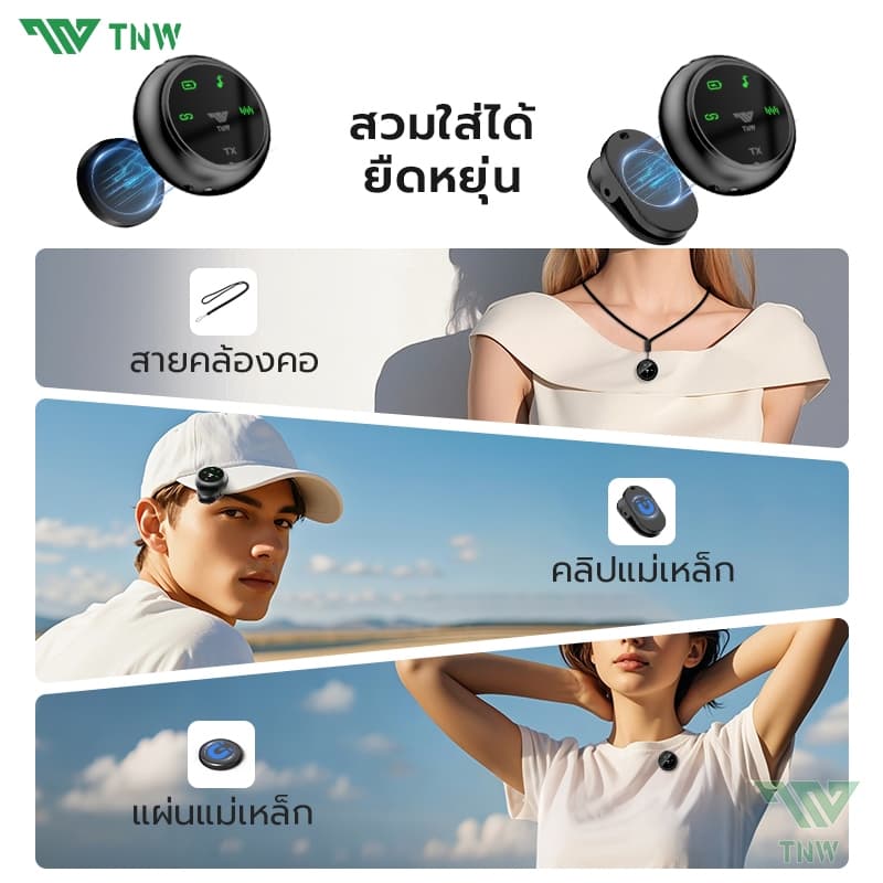 TNW A36 ไมค์ไร้สายไลฟ์สด 2-In-1 ไมโครโฟนไร้สาย การตัดเสียงรบกวนอัจฉริยะ 2.4GHz Wireless Microphone ไมค์ไลฟ์สด รองรับ IOS/Type-C https://wayoza.com